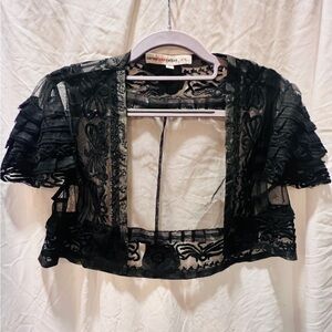 Cropped lace sheer jacket